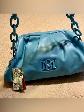 Badgley Mischka Chain-Strap Blue Shoulder Bag - NWT!